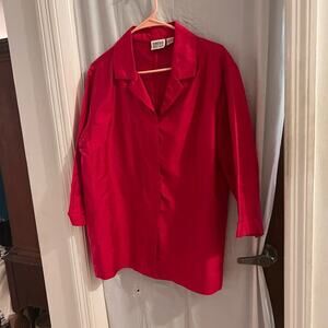 Chicos design pink 100% silk button down 3/4 sleeve shirt size xl